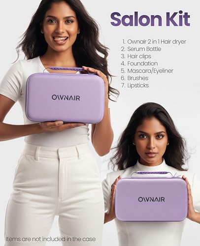 Image of Ownair Hot Air Brush Travel Case - Purple Hard Shell Organizer Bag & Storage Pouch, Portable Shockproof & Splash-Resistant Carry Case for Hair Styling Tools