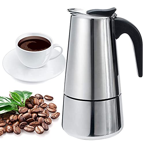 Kindream Stovetop Espresso Maker,Stainless Steel Moka Pot,Italian Coffee Maker Stove top Espresso Shot Maker for Espresso Coffee Percolator Machine 4Cup/200ml/6.76ounce