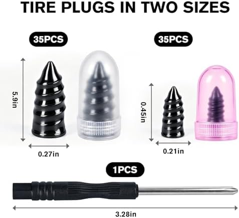 Uxuzepo 71PCS Tire Plug Kit, Screw Type Tire Repair Kit - 1