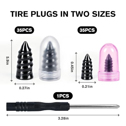 Uxuzepo 71PCS Tire Plug Kit, Screw Type Tire Repair Kit