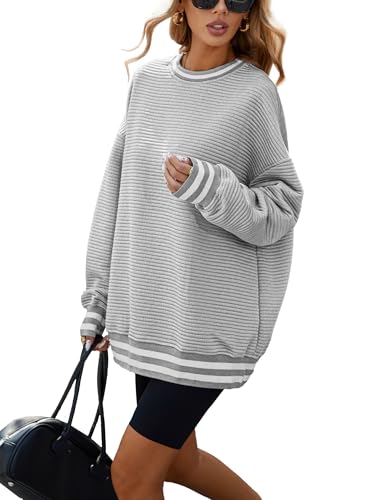 Image of Famulily Workout Sweatshirt Women Casual Baggy Jumpers Thermal Going Out Tops for Ladies Gray L