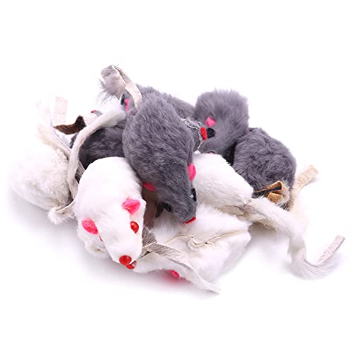 Aboiled Lot de 12 en fourrure de lapin, souris, chat, pour animaux de compagnie, pour enfants