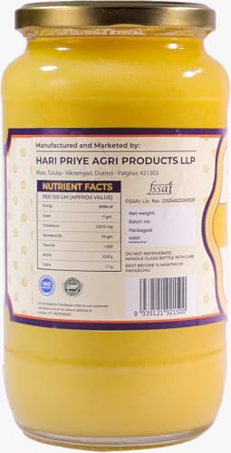 Image of HARI PRIYE A2 Cow Ghee, Pure Desi Ghee, Grass-Fed Gir Cow, Bilona Method, 1 Litre