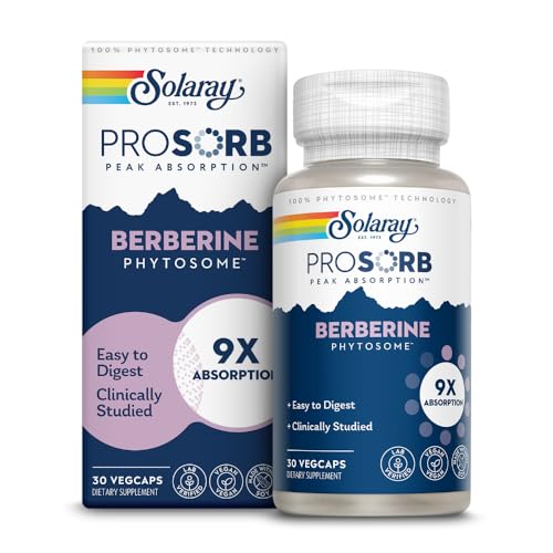 Image of SOLARAY Berberine Phytosome - 9X Absorption and Easy-to-Digest - Standardized to 30% Berberine HCl - Vegan, Made Without Soy - 60-Day Guarantee - 30 Servings, 30 VegCaps
