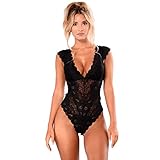 SEXY DESSOUS UNTERWÄSCHE FRAUEN DURCHSICHTIG BABY DOLLS REIZVOLLE ONE PIECE NEGLIGEE BABYDOLL OFFENER SCHRITT GROSSE BRÜSTE TEDDY FÜR FRAU V-AUSSCHNITT BODY CURVY SPITZE EINTEILIGER LINGERIE