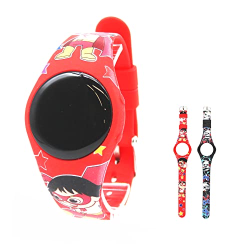 Accutime Kids Ryan’s World Multicolor Digital LCD Quartz Wrist Watch with Pedometer Step Counter, Interchangeable Graphic Straps for Boys, Girls, Kids (Model: RYW40019AZ)