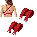 PurpleYu 2 Pairs Women Convertible Plain Bra Straps Replacement for Women Bra 18mm Width 18' and 21' Long (Red)