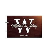 Personalized Handmade Mr Mrs Wedding Guest Book for Bride and Groom Wood Alternative Custom Engraved