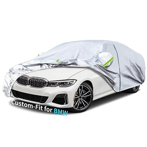 Image of Custom-Fit for Car Cover, 7 Layers Car Cover Waterproof All Weather for Automobiles, Outdoor Full Cover Rain Sun UV Protection with Zipper (for M6)