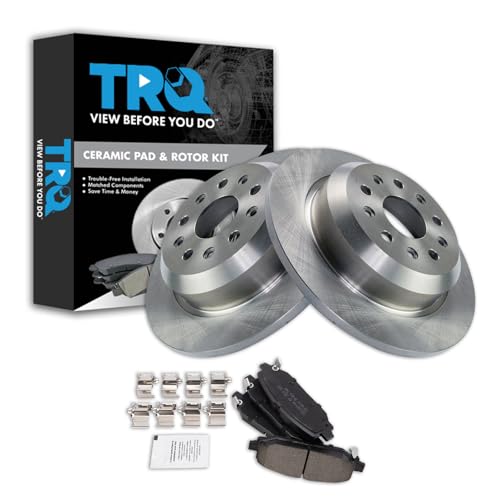 Image of TRQ Rear Brake Pad and Rotor Set Ceramic Vented Rotors 342mm Compatible with 2018-2021 Jeep Wrangler