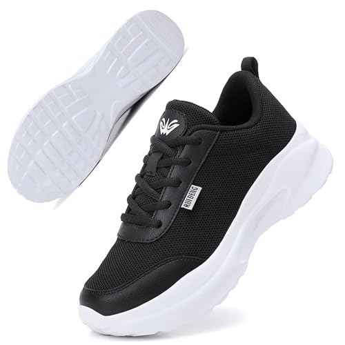 Women's Platform Walking Shoes Lightweight Sneakers with Wide Toe Box, Comfortable Thick Wedge Rocker Bottom Breathable Casual Width Shoes for Travel Shopping Work Errands Daily Wear Outfits
