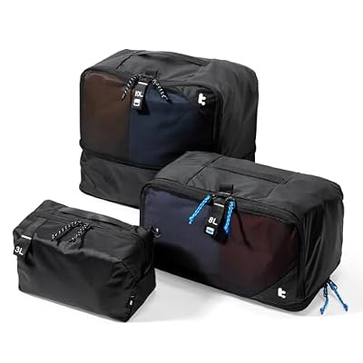 tomtoc 3 Set Packing Cubes for Travel Essentials, Odor-Resistant Compression Expandable Packing Cubes, Lightweight Travel Bag Pouch, Luggage Organizers Accessories for Backpack & Suitcase