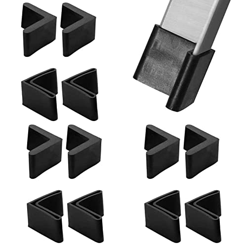 16 tapas de hierro en ángulo de goma negra en forma de L de 40 mm x 40 mm, almohadillas angulares para muebles, bastidores de acero para cama, estantes de patas de goma (pegamento duro)