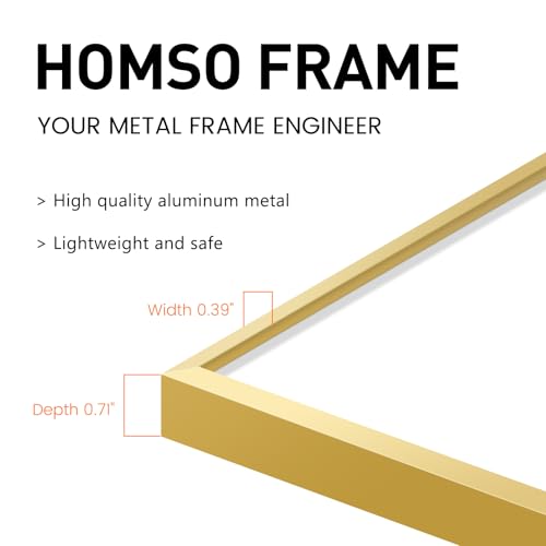 Image of Homso A1 Poster Picture Metal Gold Frame, Display Pictures 23.4x33.1 Inch Without Mat, Thin Edge with Acrylic Plexiglass for Wall Mounting