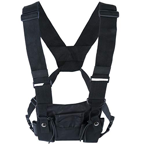 Yaegoo Radio Chest Harness Chest Front Pack Pouch Holster Vest Rig for Two Way Radio Walkie Talkie(Rescue Essentials) (Black)