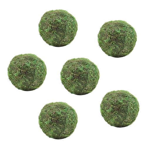 Wuyituart 6 Pcs Faux Moss Balls Decorative 3.1 Inch Artificial Green Moss Balls Decor