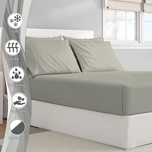 Pizuna Luxury Cotton Double Fitted Sheet Silver, 800 Thread Count 100% Long Staple Cotton Fitted Bed Sheets Double 140x200 cm - Image 2