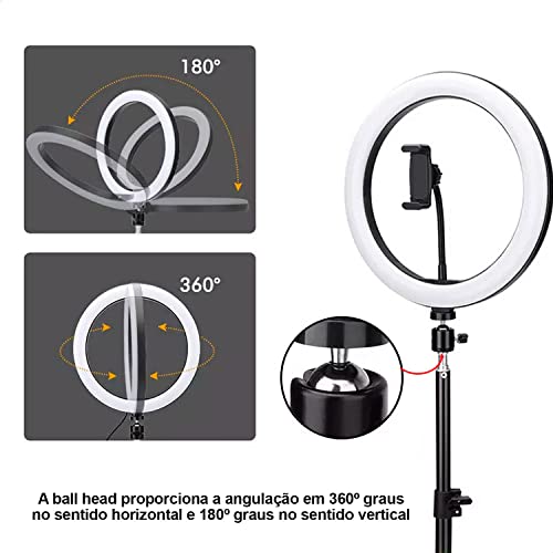 Iluminador Ring Light Anel Luz 26cm Com Tripé Make Fotos e Gravações T-Photo