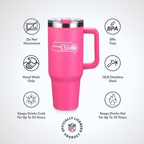 Image of The Memory Company Officially Licensed NFL - Seattle Seahawks 40oz Pink Game Day Tumbler with Team Logo