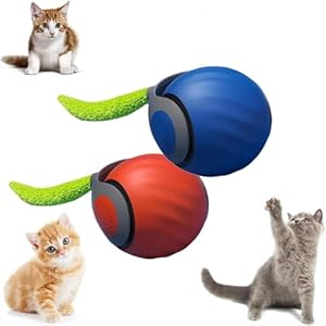 Speedy Tail 2.0, Speedy Tail 2.0 Cat Toy, Interactive Cat Toy for Indoor Cats, Automatic Moving Cat Toy Ball, USB Rechargeable Smart Cat Toys Ball with Tail, Two Speed Adjustment