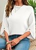 Suéteres Talla Grande para Mujer Dokotoo, de Manga 3/4 con Botones, Cuello Redondo, Casual, Ligeros, de Punto, Lisos, Tipo Pullover 4