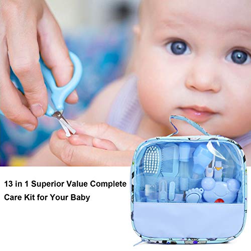 Deluxe 14-Piece Baby Healthcare and Grooming Kit, Complete Nursery Care Kit (Blue)