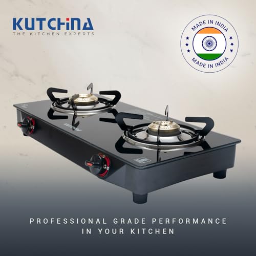 Kutchina Pluto 2B Cooktop Gas Stove 2 Burners | Manual Ignition Gas Chulha 2 Burner | ISI Certified 2 Burner Gas Stove Glass Top | 1 Year Warranty... - Image 3