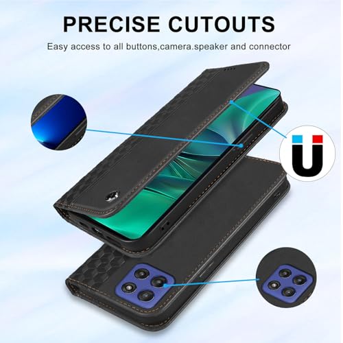 Image of Wallet Case for Motorola Moto G 5G 2025 6.6 inch - PU Leather Flip Cover with Card Holder Slots, Strong Magnetic Folio Kickstand Phone Case, Black