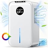 Luftentfeuchter Elektrisch, 2.5L, Raumentfeuchter mit Funktion Abtauen & Automatische Abschaltung, 24H Timer, Farbiges Nachtlicht, Leiser Entfeuchter 700ml/T für Wohnung, Keller