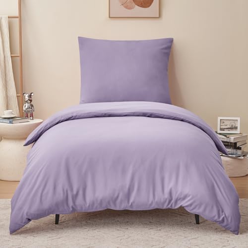 RUIKASI Bettwäsche 155x220 Lavendel 2teilig - Hell Violett Mikrofaser Bettwäsche-Sets Oeko-TEX… – Ansicht 2