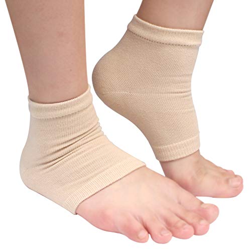 Spa Socks - Gel Heel Sleeves For Dry Cracked Feet – Silicone Moisturizing Socks (Nude, 1 Pair) #TOP1