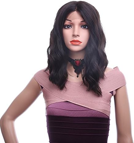16Inch Lace Front Wig For Black Women Synthetic Wigs for Women Loose Wave Long Wavy Side Parting Heat Resistant Replacement Wigs Short Shoulder Length Brown Color (16Inch Wavy Brown)