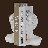 Modern Decorative Stone Bookends, Heavy Duty Book Ends Unique for Heavy Books, Cool Vintage Book Ends for Shelves & Office Desk, Thinker Sculpture Bookends