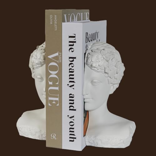 Modern Decorative Stone Bookends, Heavy Duty Book Ends Unique for
