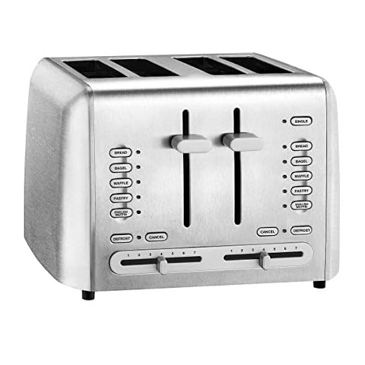 Cuisinart Bread, Bagel, English Muffin, Frozen Waffle and Pastry, 4-Slot Version with High Lift Carriage,7 Shade settings,4-Slice Custom Select Toaster