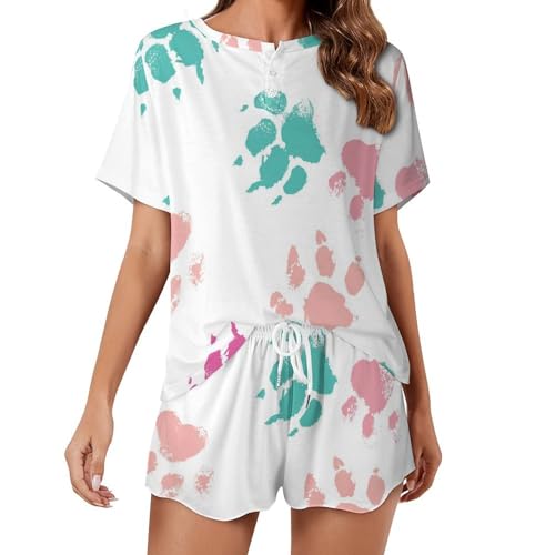Pyjama femme manches courtes patte de chien pour des nuits fraîches