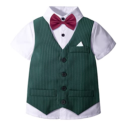 Image of Nwada Boys Suit Toddler Dress Clothes Shirt with Bow Tie, Dress Pants Sets Kids Gentleman Outfit suits