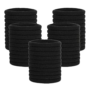 Elastic Hair Ties, 50 Pcs Thick Seamless Hair Bands No Damage Soft Ponytail Holders Hair Bobbles for Girls Women, Black