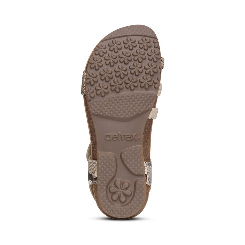 Image of Aetrex Women's Jillian Braided Orthopedic Adjustable Quarter Strap Sandals Snake