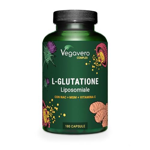 Vegavero Glutatione Liposomiale e Ridotto | 180 Capsule | Con NAC, Vitamina C, MSM, Glicina e Cardo Mariano | Antiossidante, Disintossicante, Immunostimolante | Vegano e Senza Additivi