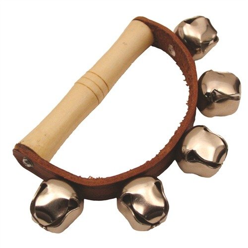 Basic Beat BBH03 5 Sleigh Bells on Handle - Delicate Holiday Sound, Easy to Hold - Perfect for Festive Music