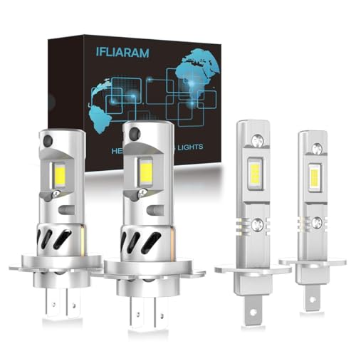 IFLIARAM Fit for Hyundai Elantra 2001 2002 2003 2004 2005 2006 H1 H7 Light Bulbs Combo, H1 High Beam + H7 Low Beam 80,000LM 6500K Cool White, 1:1 Design, 3-Minute Plug & Play Installation, Pack of 4