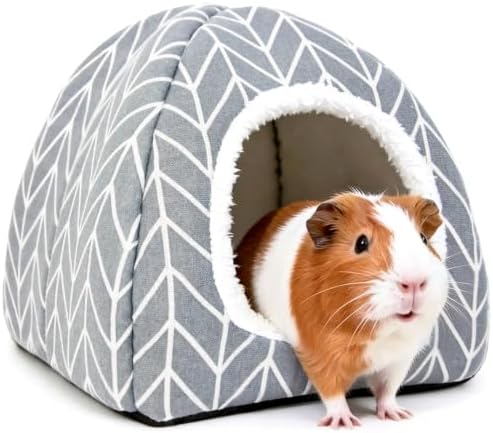 Tierecare Guinea Pig Hideout Hamster Bed Rabbit House Cave Accessories Cozy Hide-Out for Bunny Hedgehog Ferret Chinchilla&Other Small Animals (Grey)