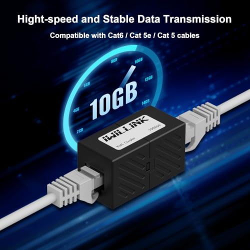 Image of iwillink RJ45 Coupler Ethernet Connector, Female to Female, 50 Pack, Black