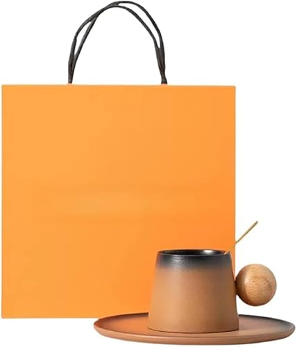 KryZaro陶器コーヒーカップ&ソーサーセット スタイリッシュ可愛らしい洗練デザイン カフェ/家庭用に最適 ビジネスギフト