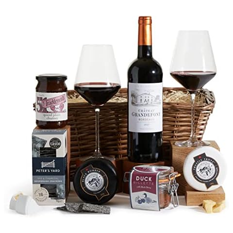 Wine, Truffle Cheese & Duck Rillette Gift Hamper - Wine and Cheese Hampers - Luxury Gift Baskets Cover