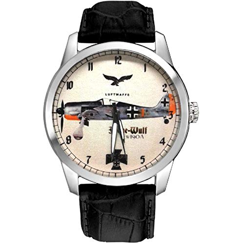 fw-190 a Vintage Fokker wulfe Luftwaffe WW-II Alemania Arte Coleccionable Reloj de Pulsera