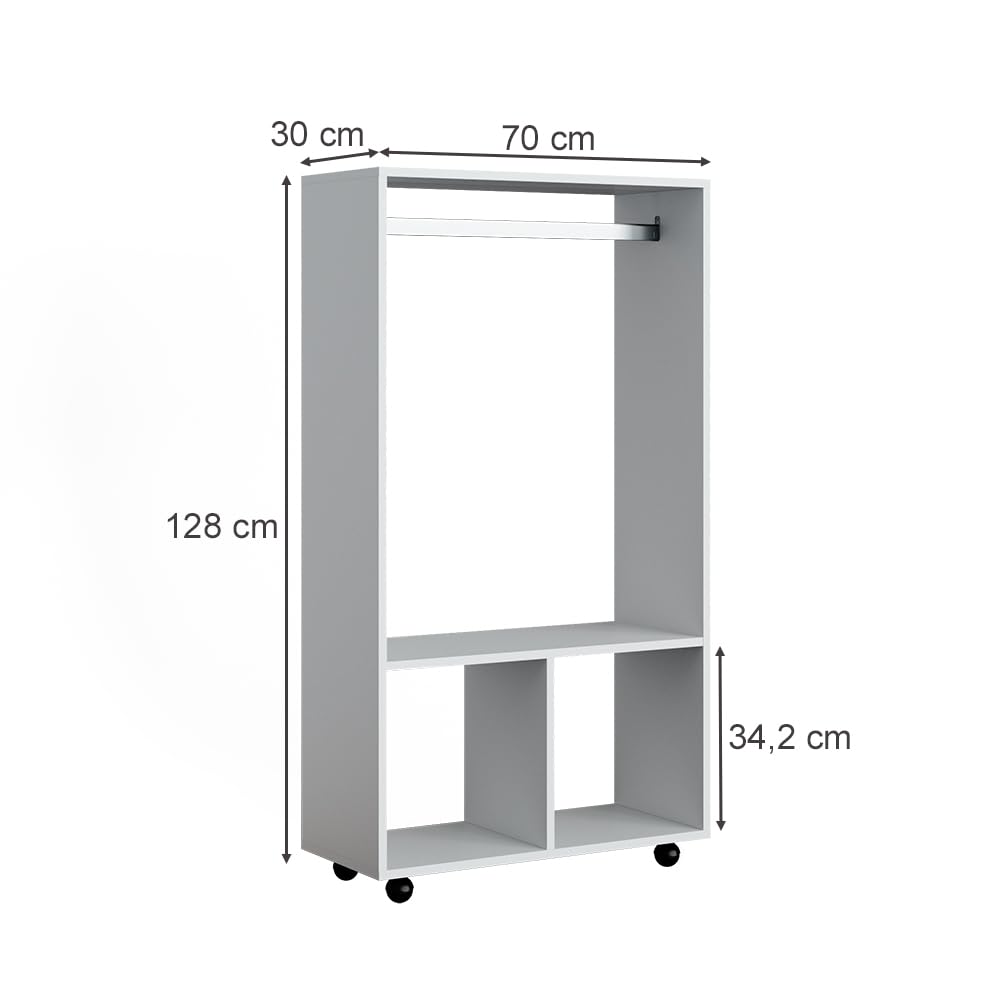 Vicco Szafa "Sydney", Biały, 70 x 128 cm | sur roulettes pour une utilisation flexible et un déplacement facile
