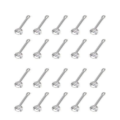 A+ Piercing Jewelry 24 Gauge 2mm Crystal Box Set Stainless Steel Crystals Piercing Jewelry Nose Studs Rings Pins, Hypoallergenic, Bling-Bling