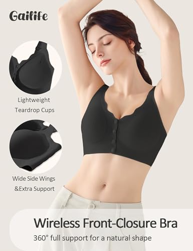 Image of Gailife Jelly Front Closure Bras for Women Wireless No Underwire Comfort Convenient Seamless Supportive Mastectomy Bralettes